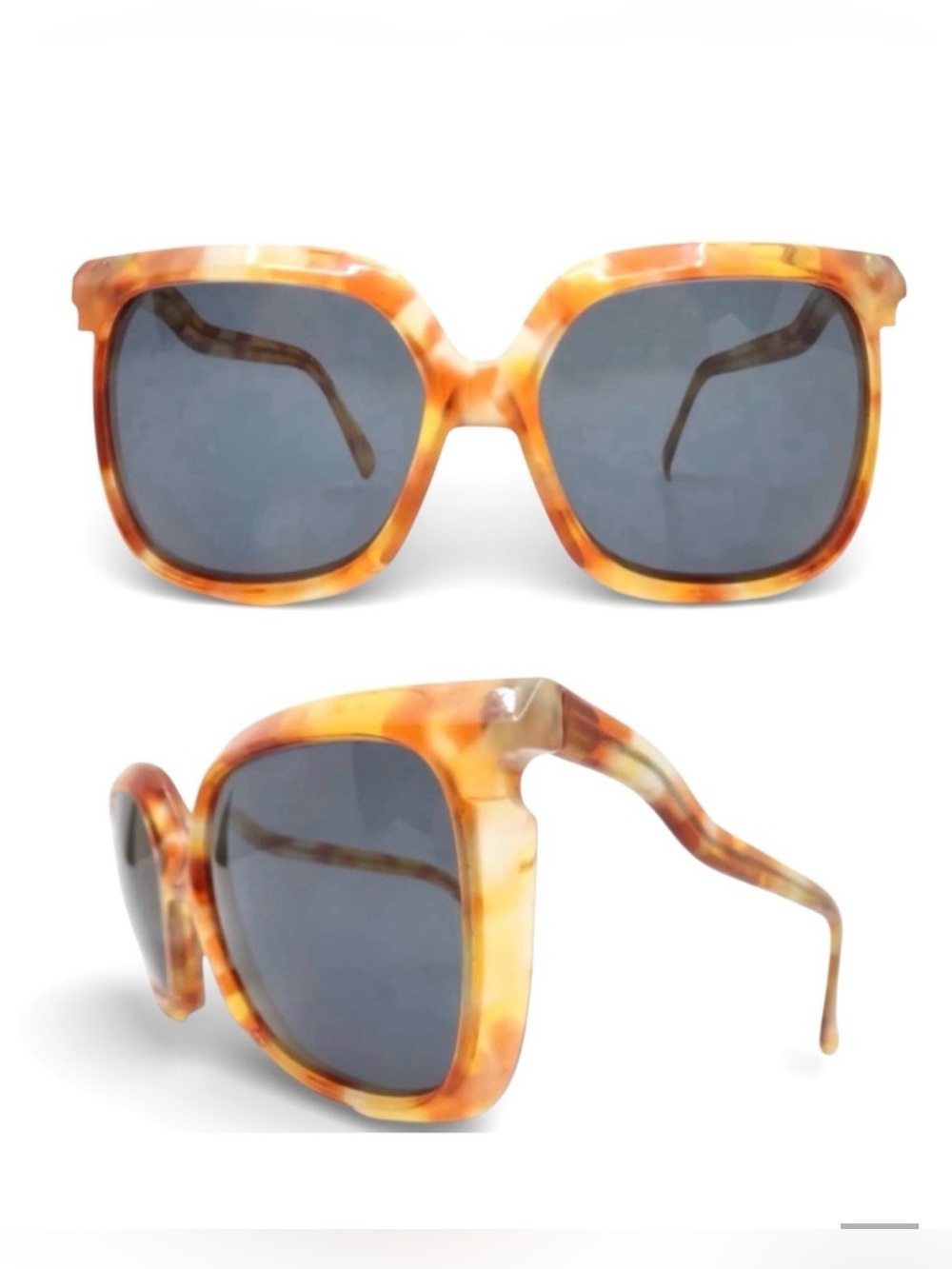 1970’s Oversized Silhouette Sunglasses in Orange Swirl, Mod M70, Made in Austria